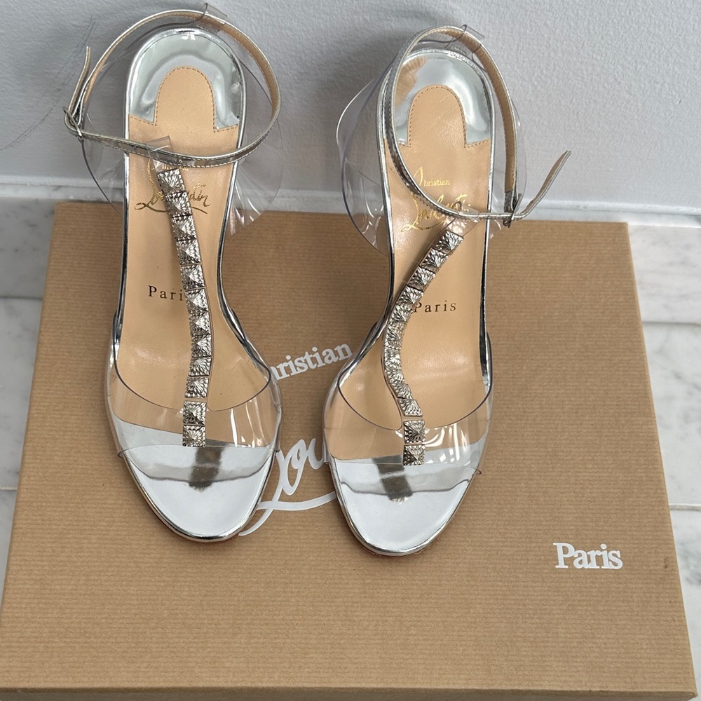 Christian Louboutin Silver and Clear Heels